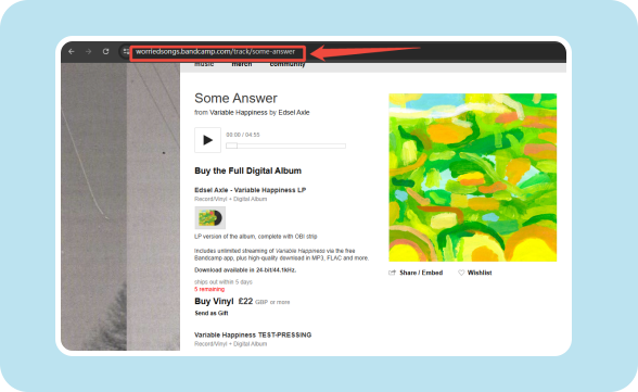 copy bandcamp url