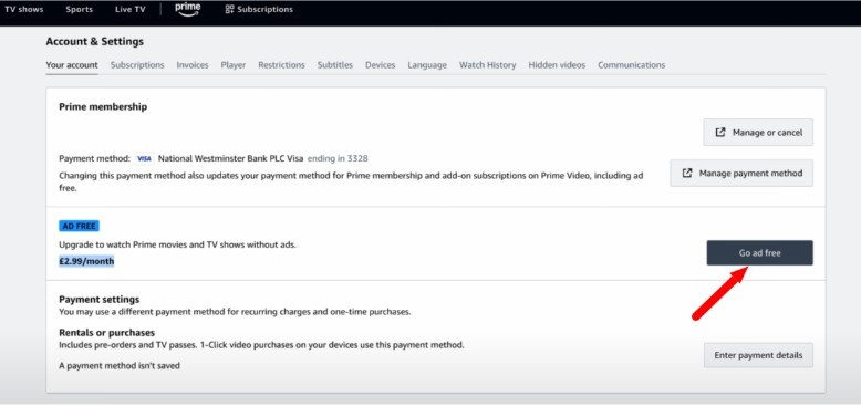 block prime video ads by upgrading to go add free plan