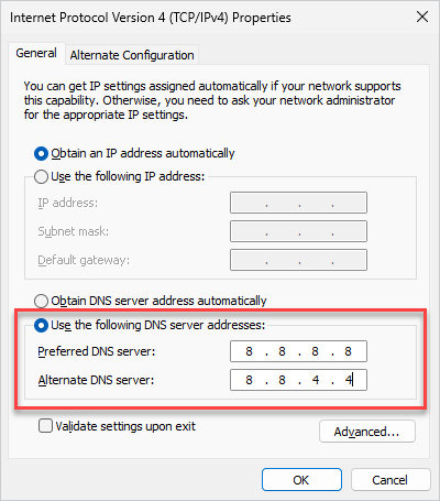 change dns server on computer