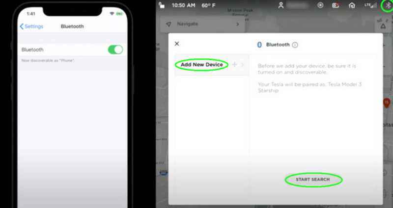 connect tidal to tesla with bluetooth