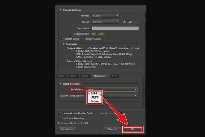 Convert 3GP to MP4 with Adobe Media Encoder