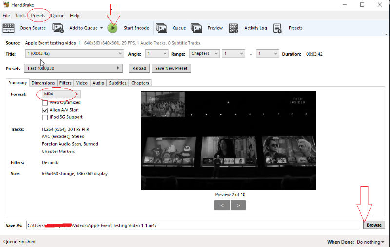 Convert 3GP to MP4 with HandBrake