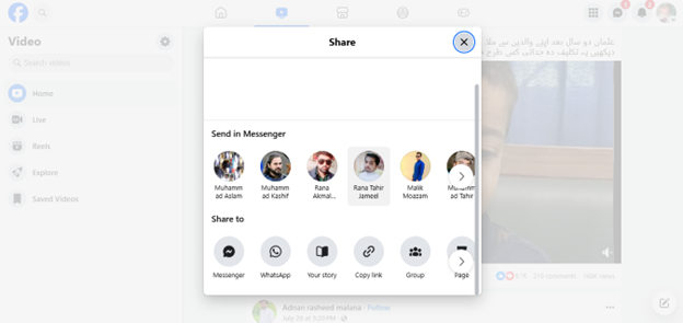 copy facebook video url