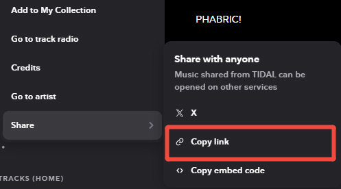 copy tidal url