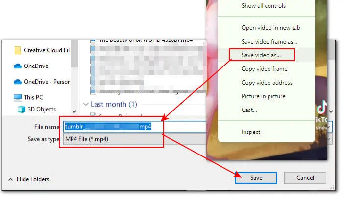download tumbler video with right click