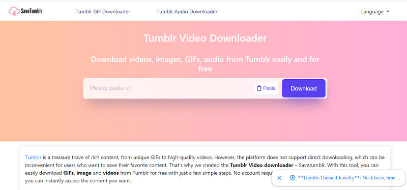 download tumbler video with savetumblr