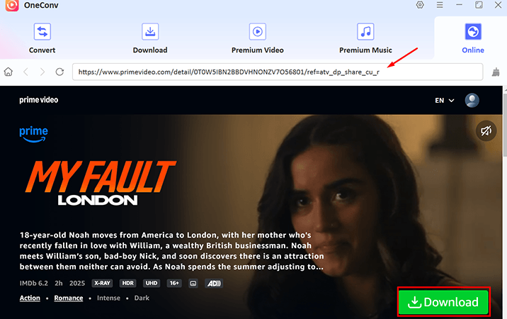 download video to mp4 with oneconv video conveter