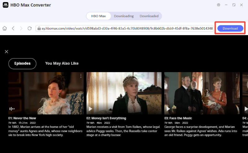 hbo max download button