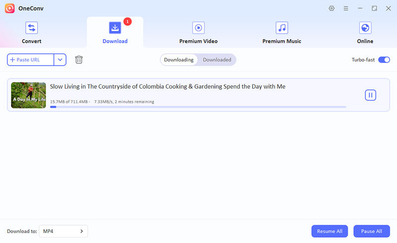 oneconv downloading odysee video