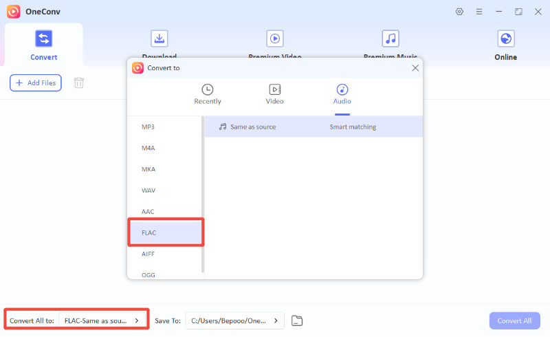 OneConv set FLAC