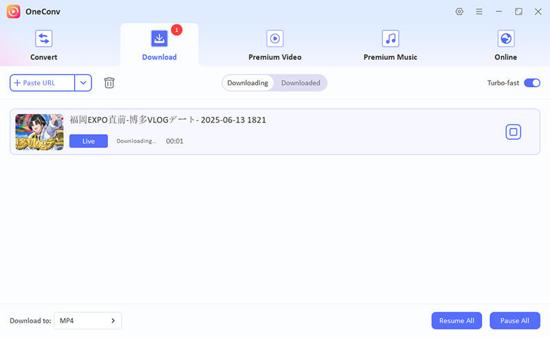 oneconv downloading twitcasting live stream