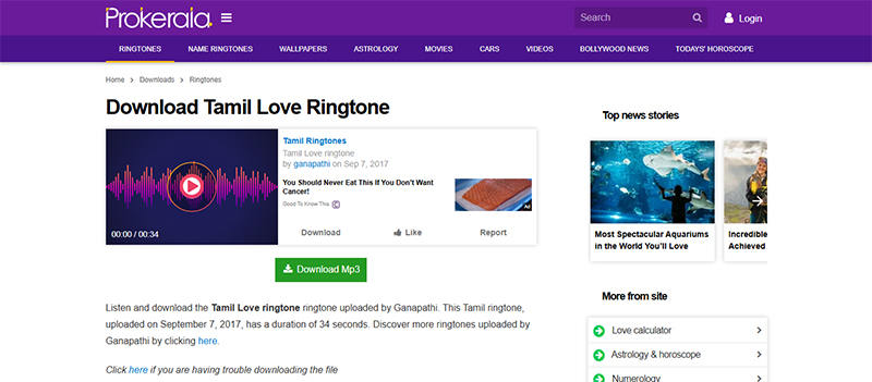 Prokerala ringtone websites