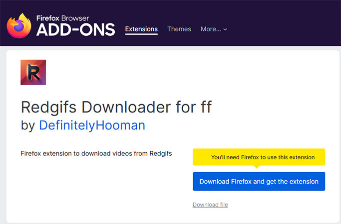 RedGIFs Downloader firefox add on