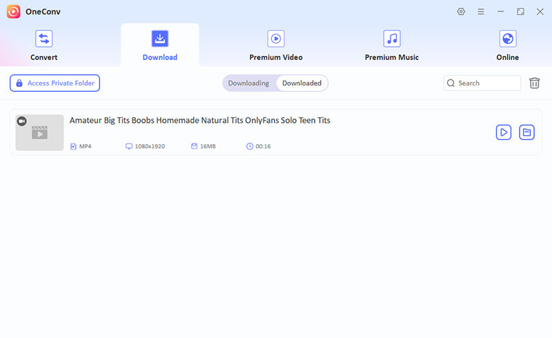 oneconv downloaded rednote video