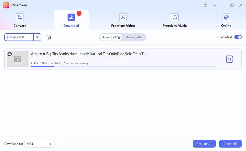 oneconv download rednote video