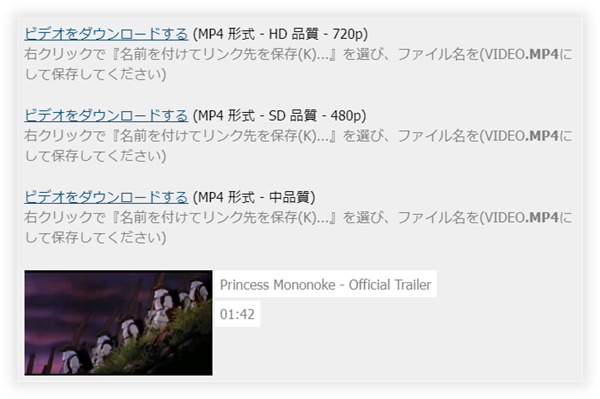 SAVEVIDEO ME 画質オプション