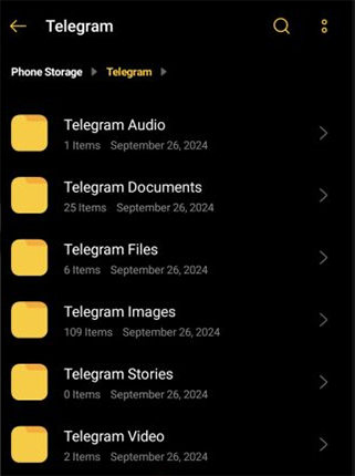 File Manager telegram videos