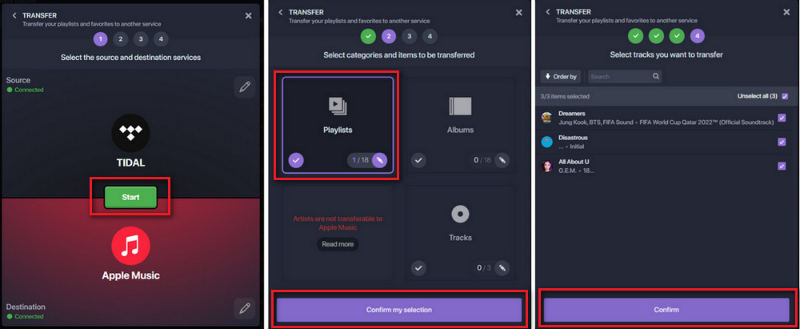 transfer tidal playlist to apple music with soundiiz