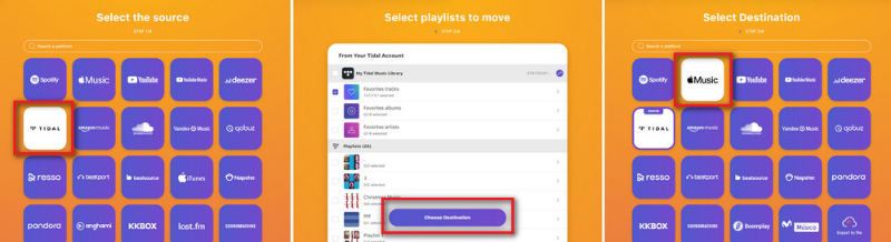 transfer tidal playlist to apple music with tunemymusic