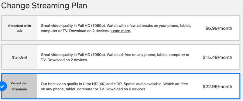 upgrade netflix ad free plan select plan